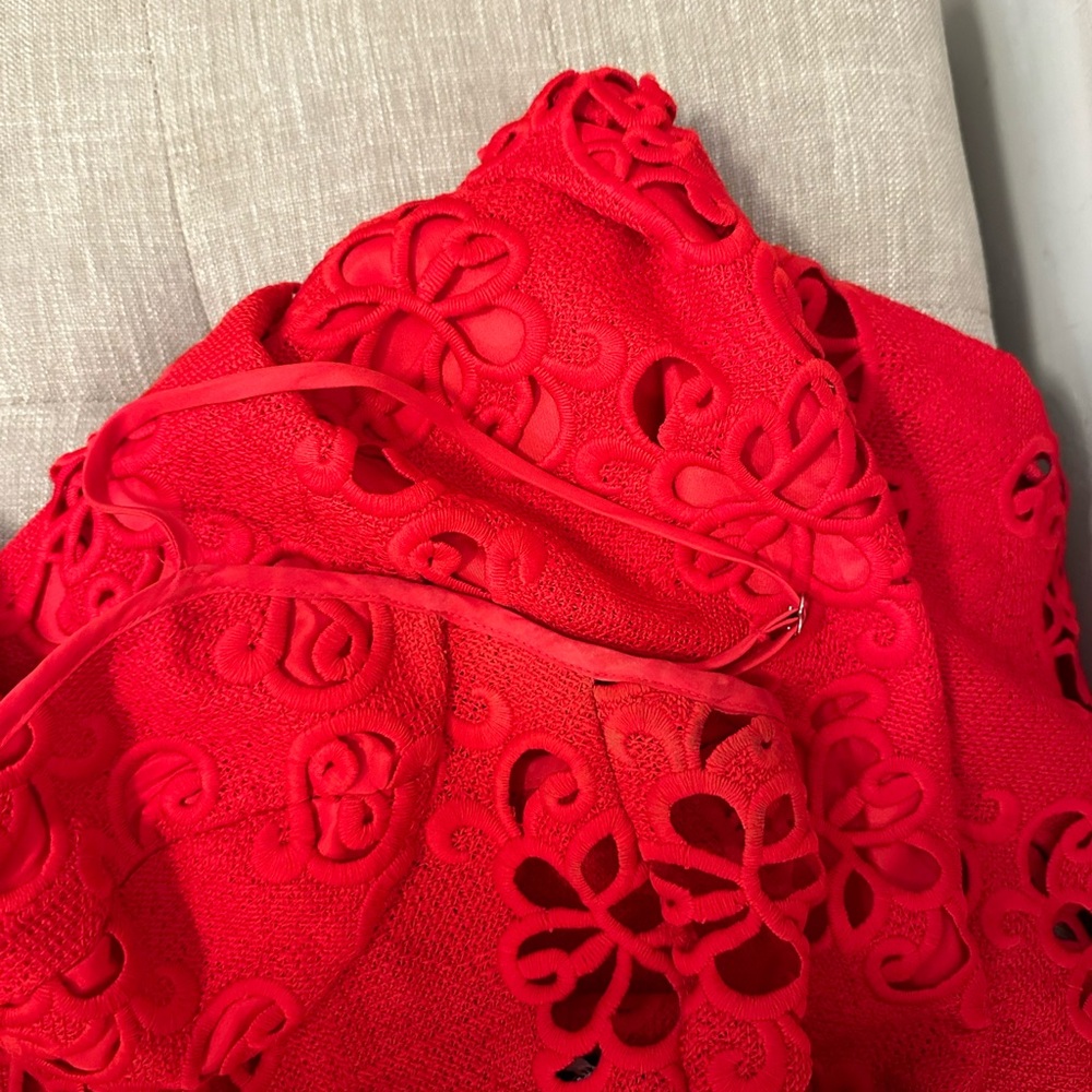 ABS Allen Schwartz Eden Bustier dress red lace size 6 M Anthropologie - Picture 4 of 5